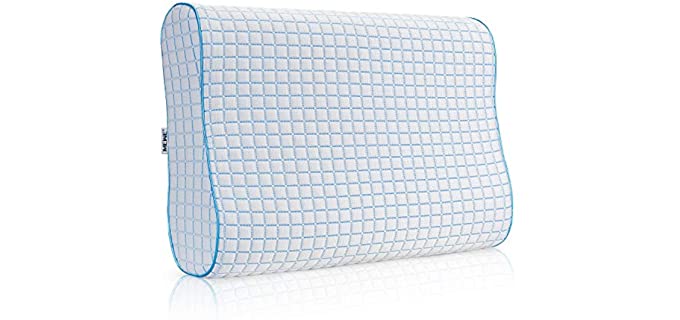 MEWE Cooling Pillows Memory Foam Pillows Cool Orthopedic Pillow for Side Back Stomach Sleepers Pillows Neck Pain with Cooling Washable Cover (24 x 16 x 3.7/4.7Inch)