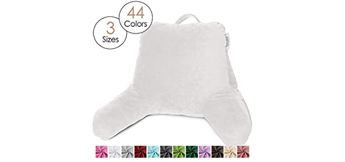 Nestl Reading Pillow, Petite Bed Rest Pillow with Arms for Kids & Young Adults – Premium Shredded Memory Foam TV Pillow - White