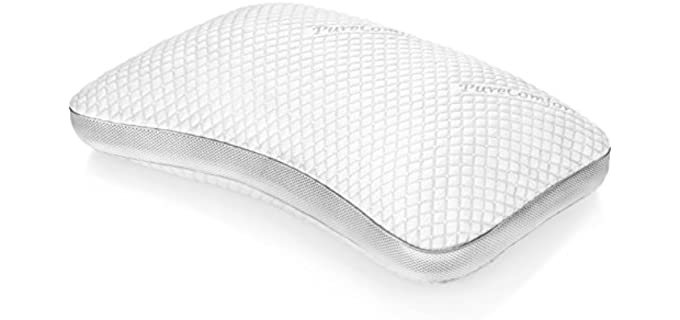 PureComfort – Internet’s Most Advanced Pillow | Adjustable Loft | Curved Gusset Design | Neck & Back Pain Relief | CertiPUR-US Premium Memory Foam Fill | 5Yr Warranty | 100 Night Trial