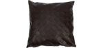 17 Inch Brown PU Waterproof Grid Cushion Cover Throw Pillow Case Cover Sofa Living Home Decoration