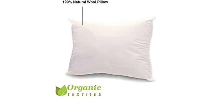 Organic Textiles Organic Wool Pillow - Organic Cotton Covered Wool Pillow