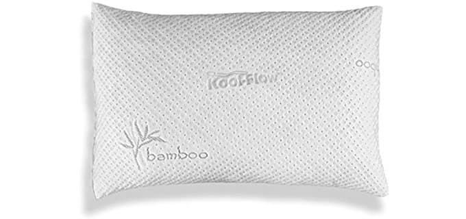 Hypoallergenic Pillow – ADJUSTABLE THICKNESS Bamboo Shredded Memory Foam Pillow - Kool-Flow Micro-Vented Bamboo Cover, Dust Mite Resistant & Machine Washable - Premium Quality - MADE IN USA - QUEEN