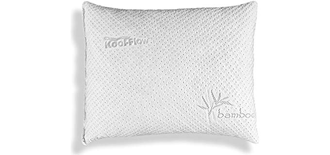 Pillows for Sleeping, Hypoallergenic Bed Pillow for Side Sleeper – ADJUSTABLE Loft Bamboo Memory Foam Pillow - Kool-Flow Micro-Vented Bamboo Cover, Washable - Premium - MADE IN THE USA – STANDARD
