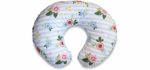 Boppy Cotton Blend Nursing Pillow and Positioner, Blue Pink Posy