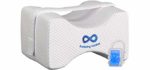 Everlasting Comfort 100% Pure Memory Foam Knee Pillow with Adjustable & Removable Strap and Ear Plugs - Leg Pillow for Sleeping