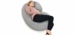 PharMeDoc Pregnancy Pillow with Jersey Cover, C Shaped Full Body Pillow - Available in Grey, Blue, Pink, Mint Green