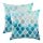 CaliTime Pack of 2 Cozy Throw Pillow Cases Covers for Couch Bed Sofa Manual Hand Painted Colorful Geometric Trellis Chain Print 16 X 16 Inches Main Grey Teal