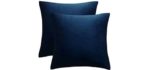 JUSPURBET Decorative Pillow Covers,Pack of 2 Velvet Throw Pillows Cases for Couch Bed Sofa,Soild Color Soft Pillowcases,18x18 Inches,Navy Blue