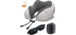 Soft Digits Memory Foam Travel Pillow, Neck Pillow Travel Kit with 3D Contoured Eye Masks, Earplugs and Storage Bag, Cotton Soft Hump Body Design Suitable for Travel, Napping
