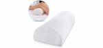Abco Tech Half Moon Pillow Bolster - Pain Relief Memory Foam Cushion with Removable, Washable Cotton Cover - Reduced Stress on Spine, Effective Support for Side and Back Sleepers etc. (White)