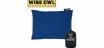 Wise Owl Outfitters Camping Pillow Compressible Foam Pillows - Use When Sleeping in Car, Plane Travel, Hammock Bed & Camp - Adults & Kids - Compact Small & Large Size - Portable Bag - MD Blue