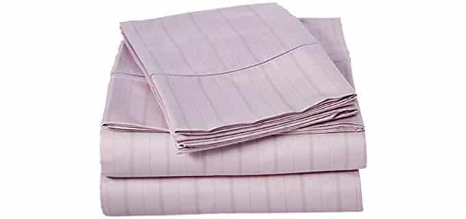 Charisma 310 Thread Count Classic Stripe Cotton Sateen Queen Sheet Set in Rain Drops