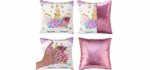 Unicorn Gifts Mermaid Throw Pillow Cover Magic Reversible Sequin Cushion Cover Decorative Pillowcase That Change Color (Unicorn G -Light Pink Sequin)