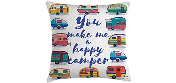 Ambesonne Camper - Happy Camper Retro Throw Pillow