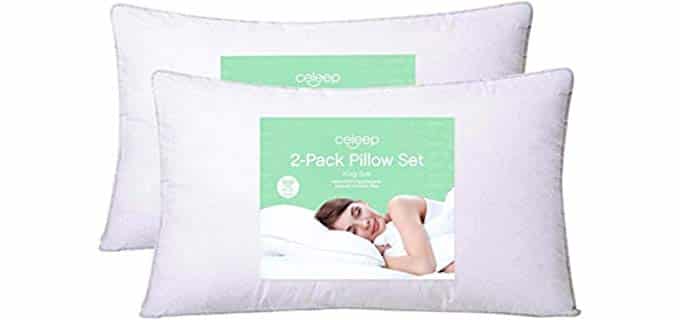 Celeep 2-Pack King Bed Pillows - 20 x 36-1200GSM Ultra Soft Sand Washed Cover, Sleeping Pillows with Lofty Microfiber Filling