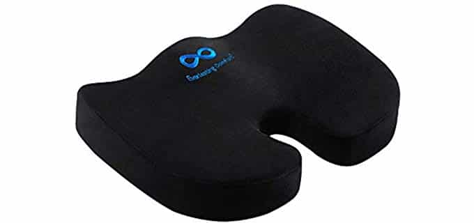 Everlasting Comfort Seat Cushion for Office Chair - Tailbone Pain Relief Cushion - Coccyx Cushion - Sciatica Pillow for Sitting (Black)