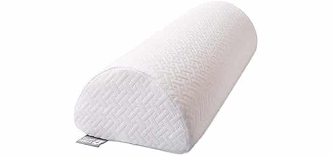 Half Moon Bolster Semi-Roll Pillow - Ankle and Knee Support - Leg Elevation - Back, Lumbar, Neck Pain Relief - Pad for Side and Stomach Sleepers - Premium Quality Memory Foam - Breathable Cover