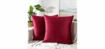 JUSPURBET Velvet Pillow Covers 26x26 Inches,Pack of 2 Throw Pillow Covers for Sofa Couch Bed,Decorative Super Soft Throw Pillows Cases,Burgundy