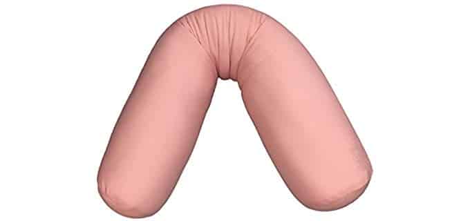 Squishy Deluxe Microbead Body Pillow Zippered Removable Cover Squishy Yet Supportive Hypoallergenic 47 X 7 (Pink)