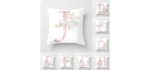 Tillskuch Throw Pillow Covers 26 Decorative English Letters Floral Pillowcases Velvet Soft Cushion Cover White Pillow Protectors for Sofa Bedding Car and Home Decor (18x18 / 45x45cm, Letter J)