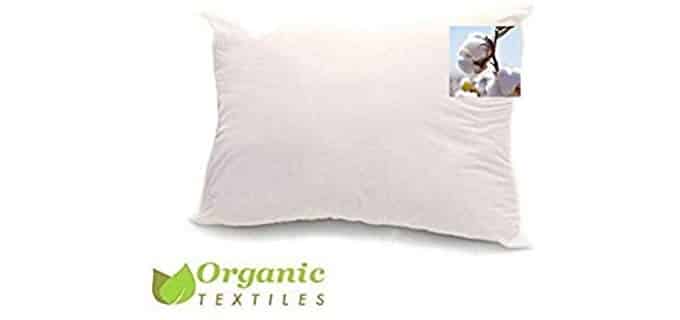 100% Organic Cotton Pillow, Medium Filled (Standard Size) with 100% Organic Cotton Cover Protector, Zippered, Adjustable Loft, Toxic Free, Machine Washable, Head and Neck Comfort Support