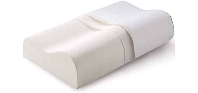 Bedsure Bio-Zero Hydrophilic Memory Foam Pillow Contour - Cervical Pillow for Sleeping - Bed Pillows for Back, Side Sleepers with Removable Bamboo Cover 24.8 x 13.8 x 4.3 inches /3.5 inches