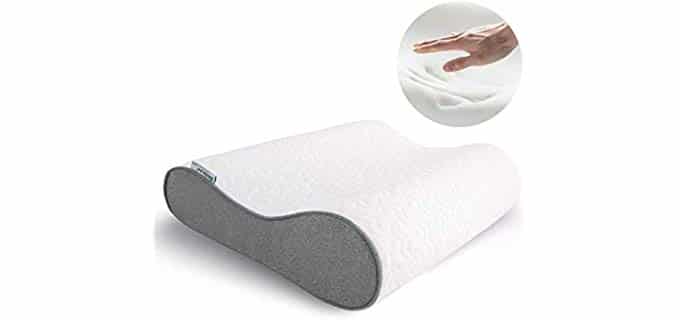 Bedsure Contour Memory Foam Pillow - Ergonomic Cervical Pillows for Neck Pain, Neck Support for Back, Side Sleepers - Gel-Infused Bed Pillows with Washable Zippered Cover - Standard Size