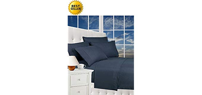 CELINE LINEN Luxury Pillowcases on Amazon 1800 Thread Count Egyptian Quality Wrinkle Free 2-Piece Pillowcases 100% Hypoallergenic, Standard Size - Navy Blue
