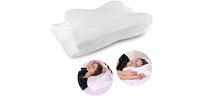 Cervical Pillow Contour Pillow for Neck and Shoulder Pain, Coisum Orthopedic Memory Foam Pillow Ergonomic Bed Pillow for Side Sleepers Back Sleepers, Neck Support Pillow with Washable Pillowcase