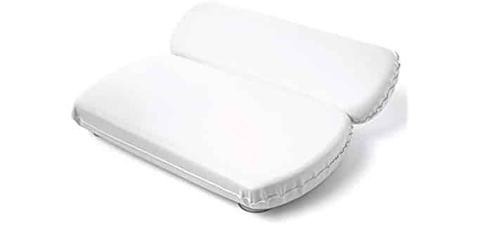 GripMAX Premium Spa Bath Pillow Pad for Tub with Gripping Suction Cups, Super Soft, Waterproof Luxury Pillows, Large Size, 14.5 Inch x 11 Inch, Head and Neck & Shoulder Support on Smooth Tubs