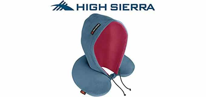 High Sierra HS1369 \ Hoodie Travel Pillow \ Block Out Light \ Sleep Deeper on Flights & Road Trips \ 100% Pure Memory Foam \ Helps Relieve Neck Discomfort \ Provides Exceptional Neck Support