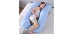 Idea2go Full Body Pregnancy Pillow - Baby Nursing Cushion & Maternity Pillow for Pregnant Women - Belly & Back Support Cushion with 100% Cotton Pillow Cover - U Shaped (Blue)