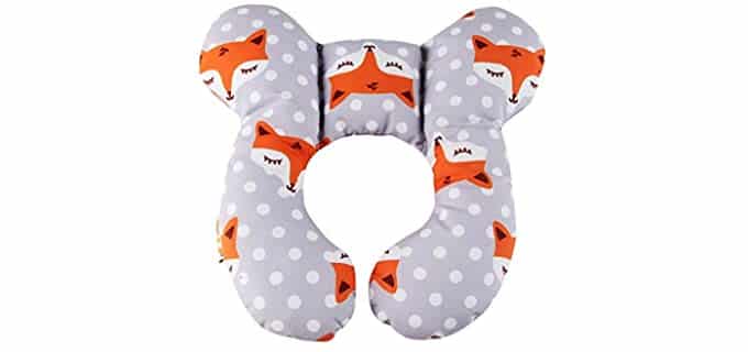 KAKIBLIN Baby Travel Pillow, Infant Head and Neck Support Pillow for Car Seat, Pushchair, for 0-1 Years Old Baby (Gray Fox)