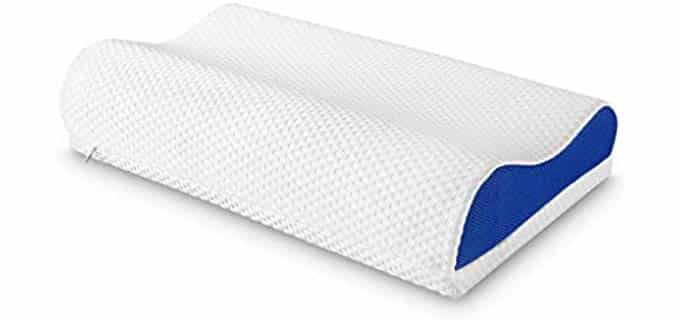 LANGRIA Memory Foam Pillow for Sleeping, Contour Orthopedic Cervical Pillow for Neck Pain, Adjustable Side Sleeper Bed Pillow Support for Back, Stomach, Side Sleepers with Breathable Cover,CertiPUR-US
