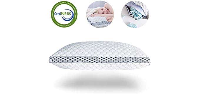 LIANLAM King Memory Foam Pillow for Sleeping Shredded Bed Bamboo Cooling Pillow with Adjustable Loft 4D Design Hypoallergenic Washable Removable Derived Rayon Zip Cove (King)