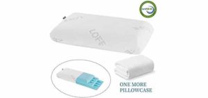 Lofe Sandwich Pillow, Adjustable Memory Foam Pillow, Bamboo Pillow for Sleeping, Cervical Pillow for Neck Pain, Neck Support for Back, Stomach, Side Sleepers, Orthopedic Contour Pillow, 2 Pillowcases