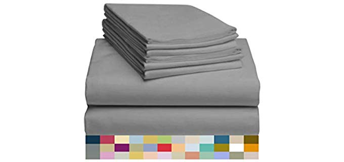 LuxClub 6 PC Bamboo Sheet Set w/ 18 inch Deep Pockets - Eco Friendly, Wrinkle Free, Hypoallergentic, Antibacterial, Fade Resistant, Silky, Stronger & Softer Than Cotton -Silver King