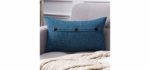MIULEE Decorative Linen Throw Pillow Covers Cushion Case Triple Button Vintage Farmhouse Pillowcase for Couch Sofa Bed 12 x 20 Inch 30 x 50 cm Navy Blue
