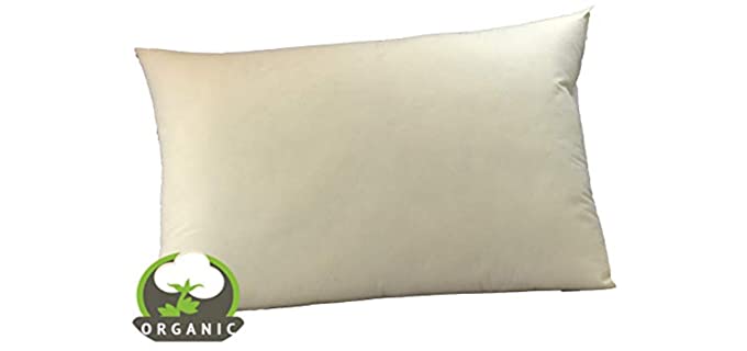 MoonRest Organic Cotton Bed Pillow for Sleeping, Hypo-allergenic Synthetic Down Alternative Filling - Standard Size - 20” X 26”