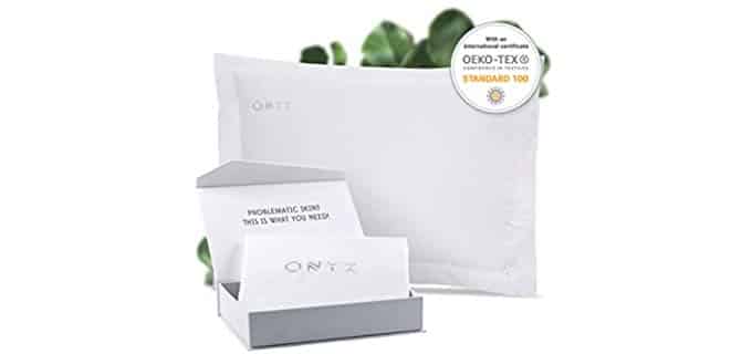 ONYX Zinc Acne Pillowcase - Soft Pillowcase for Sleeping & Healing - Skin, Hair, and Scalp Treatment - Antibacterial Therapeutic Pillowcase - 100% Egyptian Cotton