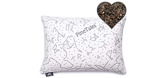 PineTales, Premium Organic Buckwheat Pillow with Washable Super Soft & Skin Friendly Designer Bamboo Pillowcase, Japanese Size (14