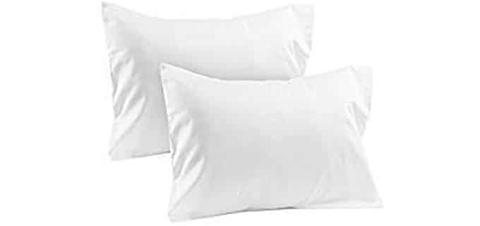 Precious Star Linen 500 Thread Count Super Soft 2pc Pillow Case White Solid Travel Size (12'' x 16'') Hidden Zipper Closure Egyptian Cotton