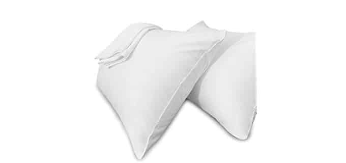 Precoco White Pillow Cases Standard Size-100% Cotton Pillowcase Covers with Zipper Hidden, Wrinkle, Fade & Stain Resistant/Pillow Covers for Easy Care, Set of 2