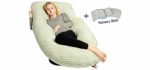 QUEEN ROSE Pregnancy Pillow with Bamboo Cover,Includes Pillow Belt,Detachable Design,U Shaped Full Body Pillow Support for Back/Neck/Leg and Belly
