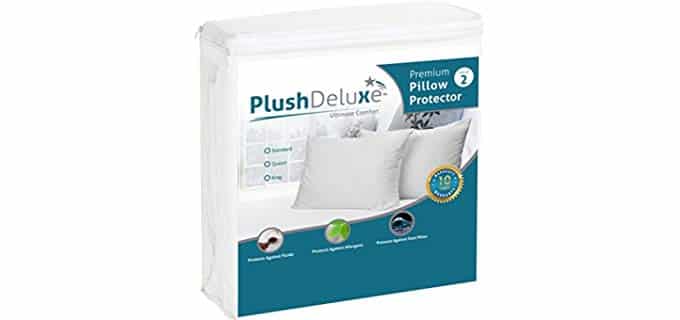 Queen Premium Pillow Protector 100% Waterproof,Vinyl Free, Bed Bug/Dust Mite Proof And Hypoallergenic Soft Cotton Terry (set of 2) 10 Year Warranty