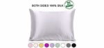 Ravmix 100% Pure Mulberry Silk Pillowcase Queen Size for Skin & Hair 21 Momme 600 Thread Count with Hidden Zipper, Both Sides Hypoallergenic Soft Breathable Silk Pillow Case, Silver Grey