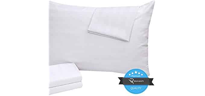 Ruvanti 2 Pack Pillow Protectors (Standard 20x26).Soft, Breathable & Quite Pillow Covers, Zippered Pillow Protectors Cotton Enriched 400 Thread Count Pillow Case Covers, Premium Pillow Cases.
