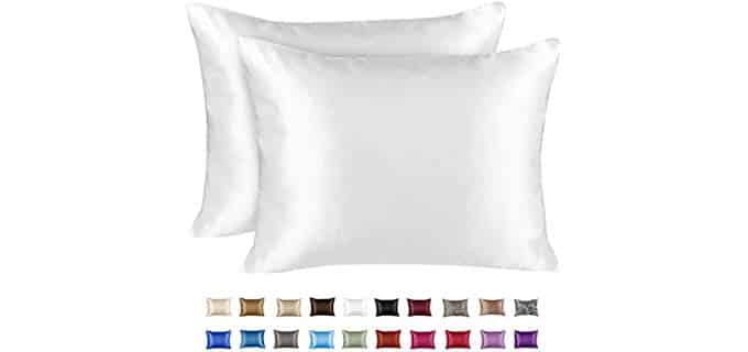 ShopBedding Luxury Satin Pillowcase for Hair – King Satin Pillowcase with Zipper, White (Pillowcase Set of 2) – Blissford
