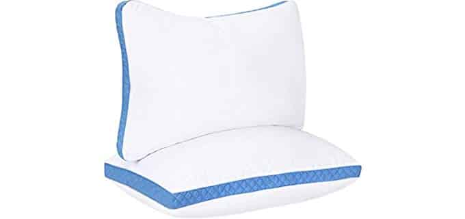 Utopia Bedding Gusseted Quilted Pillow (2-Pack) Premium Quality Bed Pillows - Side Back Sleepers - Blue Gusset - Queen - 18 x 26 Inches