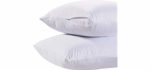 White Classic Luxury Hotel Collection Zippered Style Pillow Cover, 200 Thread Count, Soft Quiet Zippered Pillow Protectors, Standard Size, Set of 2